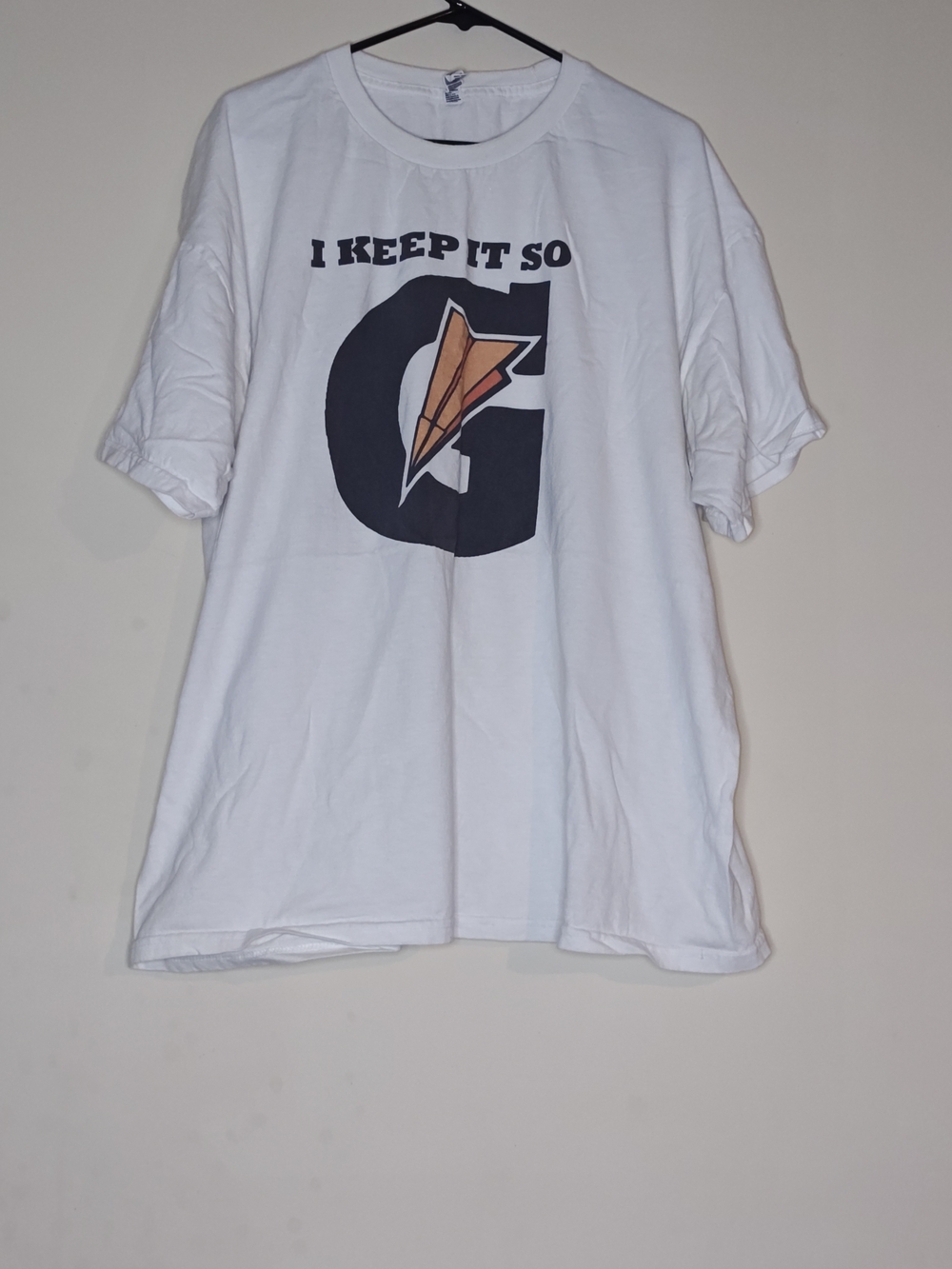 Alstyle White Short‑Sleeve Tee with Black 'G' and Orange Paper‑Plane Graphic